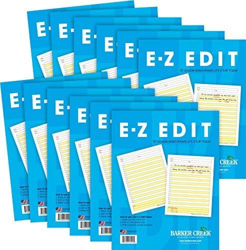 Редакторская хартия Баркър Creek E-Z, разработена от професионален журналист за подобряване на умения за писане, Примесени ред за коментари и редакции, 8,5 x 11, 50 Листа (550