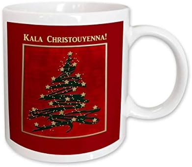 3дРоза Кала Кристоуенна, весела Коледа на гръцки, Коледно дърво в Червени чаши (кружка_37022_2)