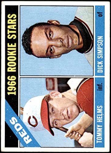 1966 Topps 311 Maya Начинаещи Томи Хелмс/Дик Симпсън Синсинати Редс (Бейзболна картичка) VG + Червено