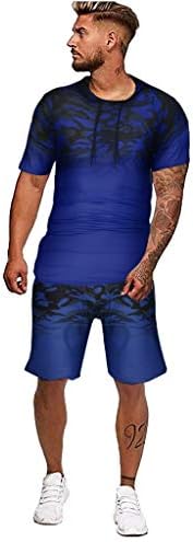 Летни спортни ризи за мъже с градиентным сблъсък, къси тънки домашни летни комплекти, цветни панталони с дълъг