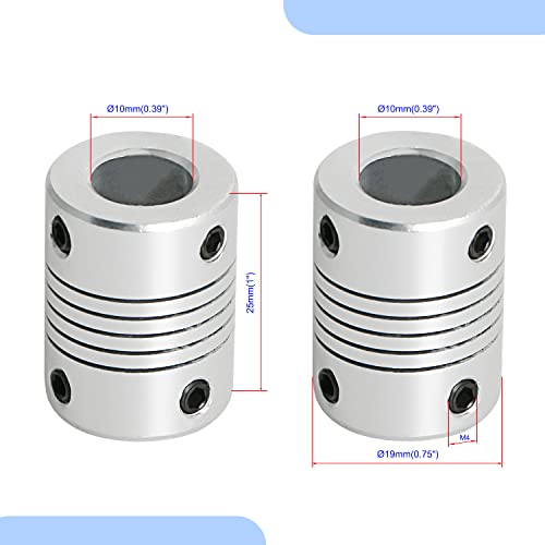 Aopin Гъвкави Дървен Съединители 10 mm до 10 mm Гъвкав Свързващ вал за 3D-принтер, Дължина 25 мм/1 Свързващ