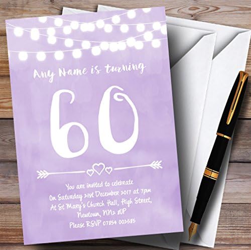 Виолетово-Лилаво Светлини Персонални Покани на Парти в чест на 60-годишнината