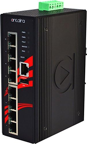 8-Портов превключвател Fast Ethernet промишлен клас Antaira LMX-0800-T, монтиране на DIN-шина, Работна температура
