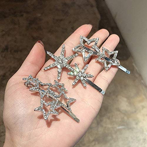 VinBee 6 бр. минималистичные фиби за коса с кристали, щипки за коса във формата на морски звезди, блестящи фиби