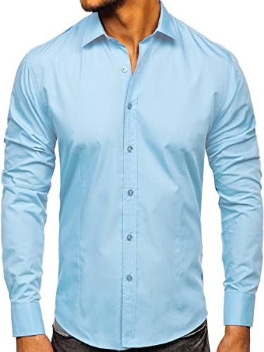 Мъжки Ризи с мускулна засаждане DELCARINO, Ежедневни Приталенная Риза с копчета и дълъг ръкав