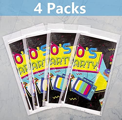 4 Опаковки, Найлонови Покривки за партита на 80-те години - Украса за партита на 80-те години, покритие за плот